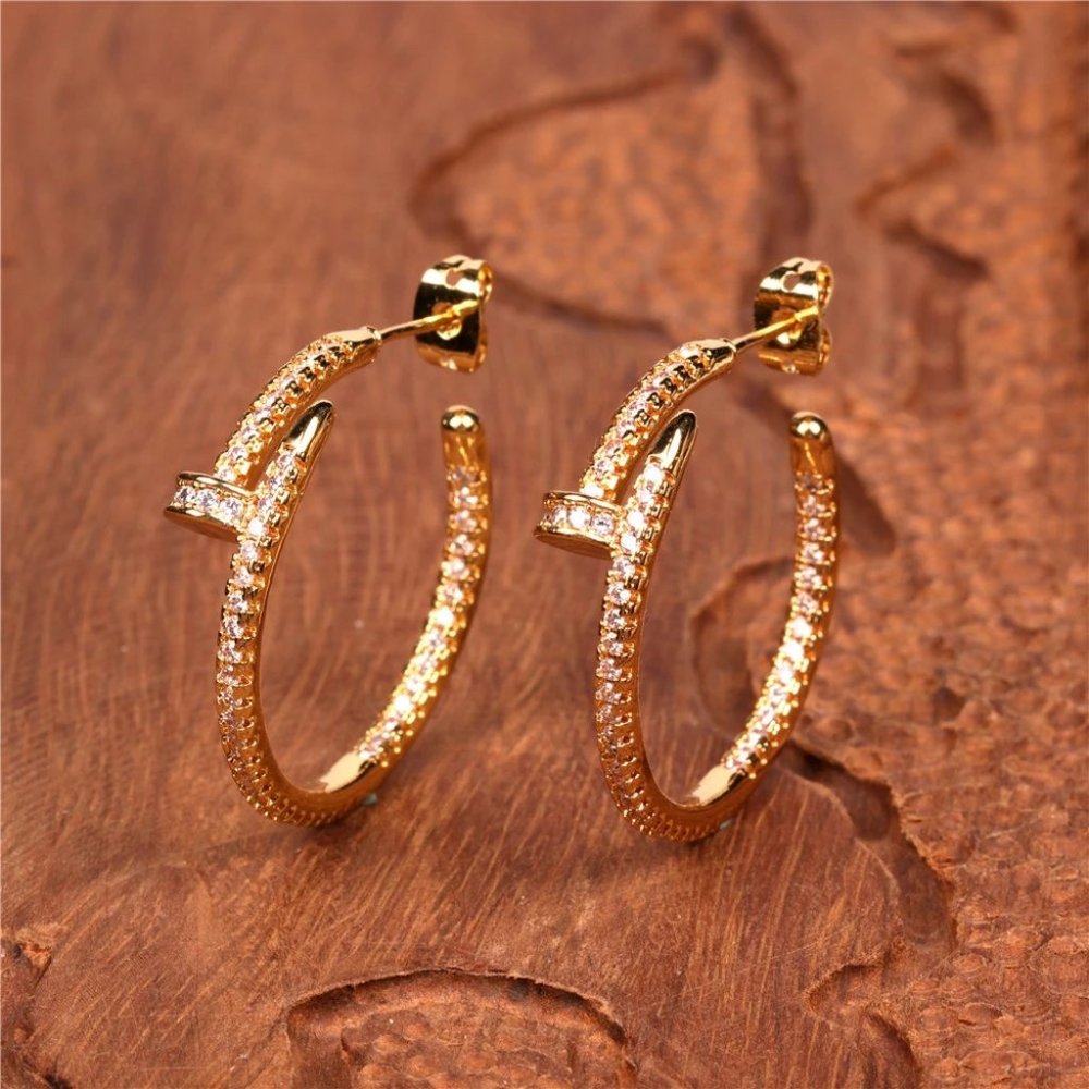 New! Nail Hoop Earrings - Picture 3 of 6
